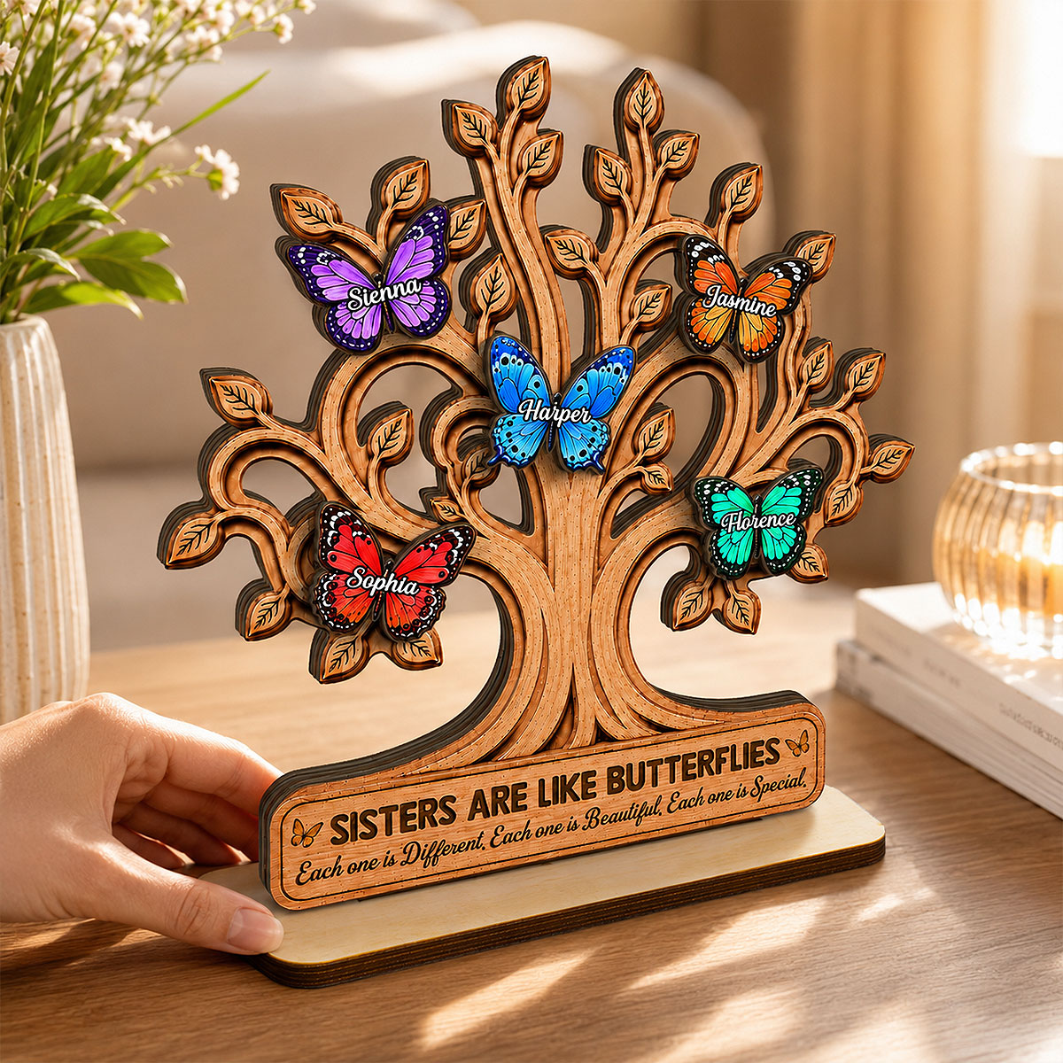 Personalized "Besties Are Like Butterflies" Wooden Plaque – Gift For Sisters & Best Friends