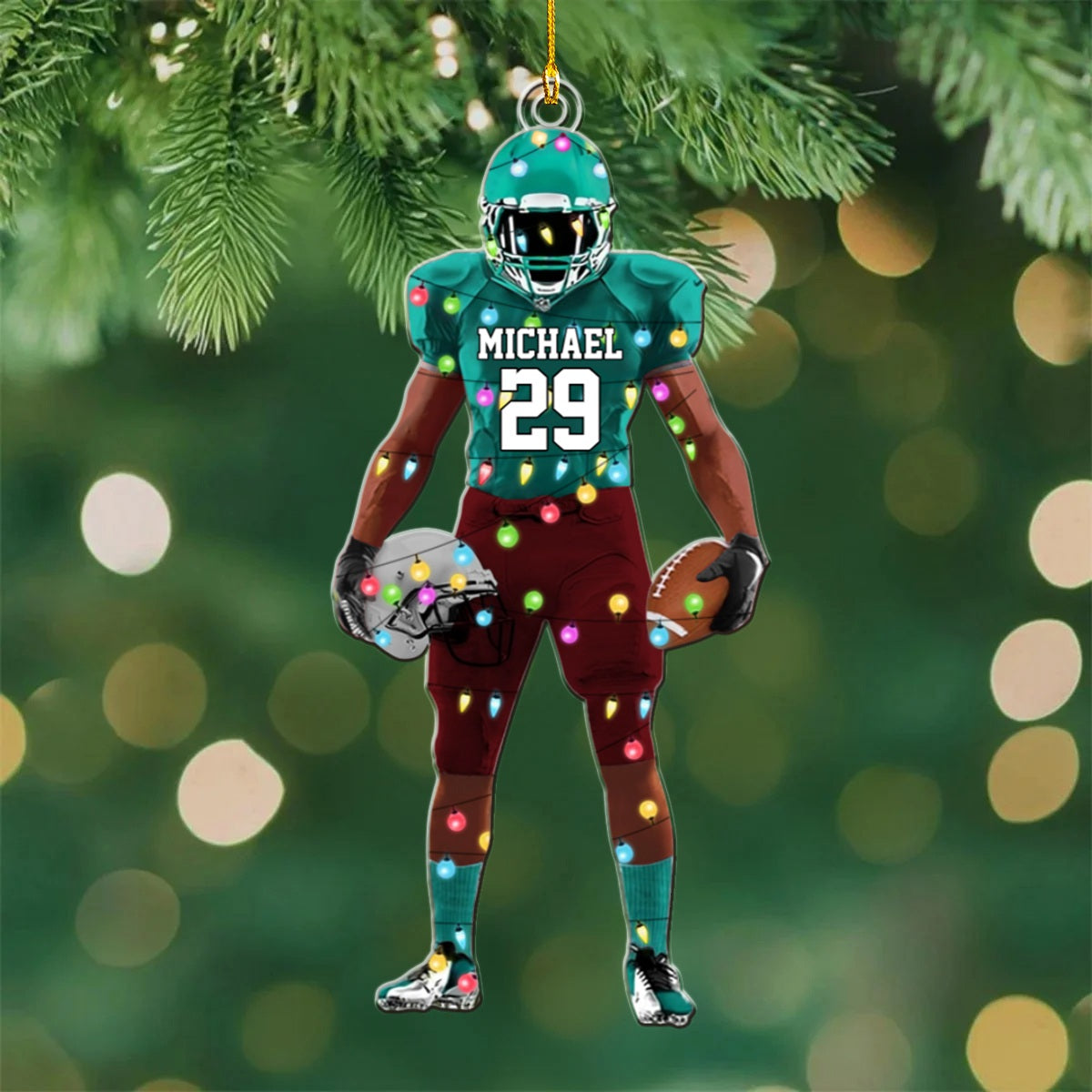 Personalized Christmas football ornament, for football players and football lovers