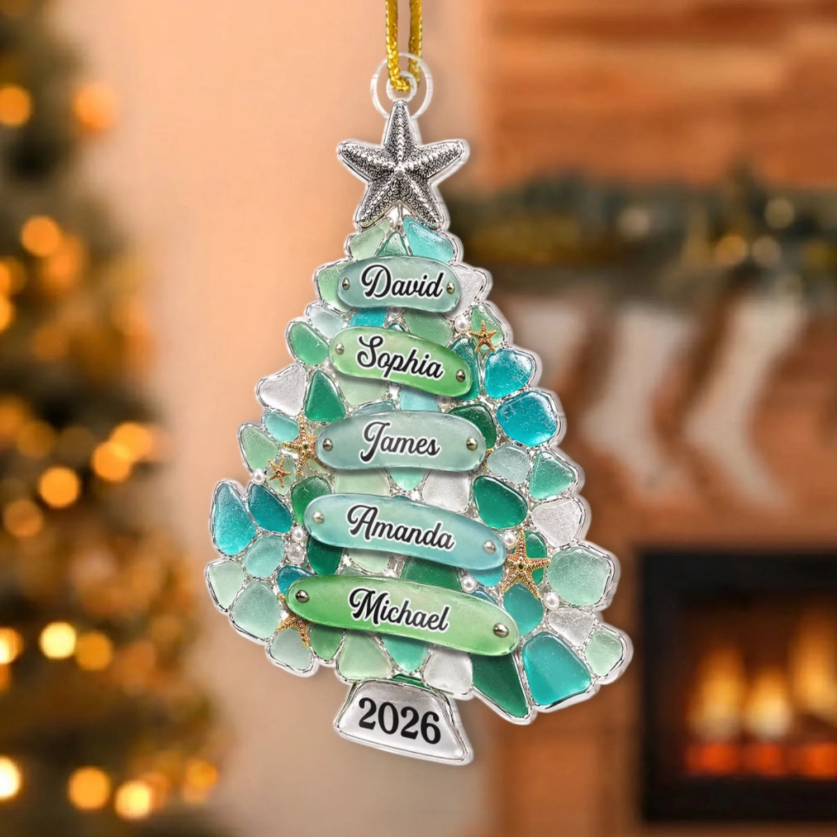 Custom Sea Glass Acrylic Ornament – Personalized Christmas & Birthday Gift For Family | Home Filled With Cheer