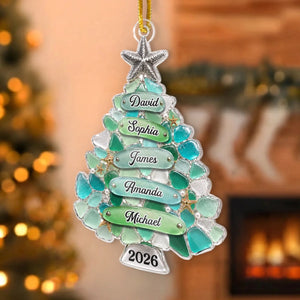 Custom Sea Glass Acrylic Ornament – Personalized Christmas & Birthday Gift For Family | Home Filled With Cheer