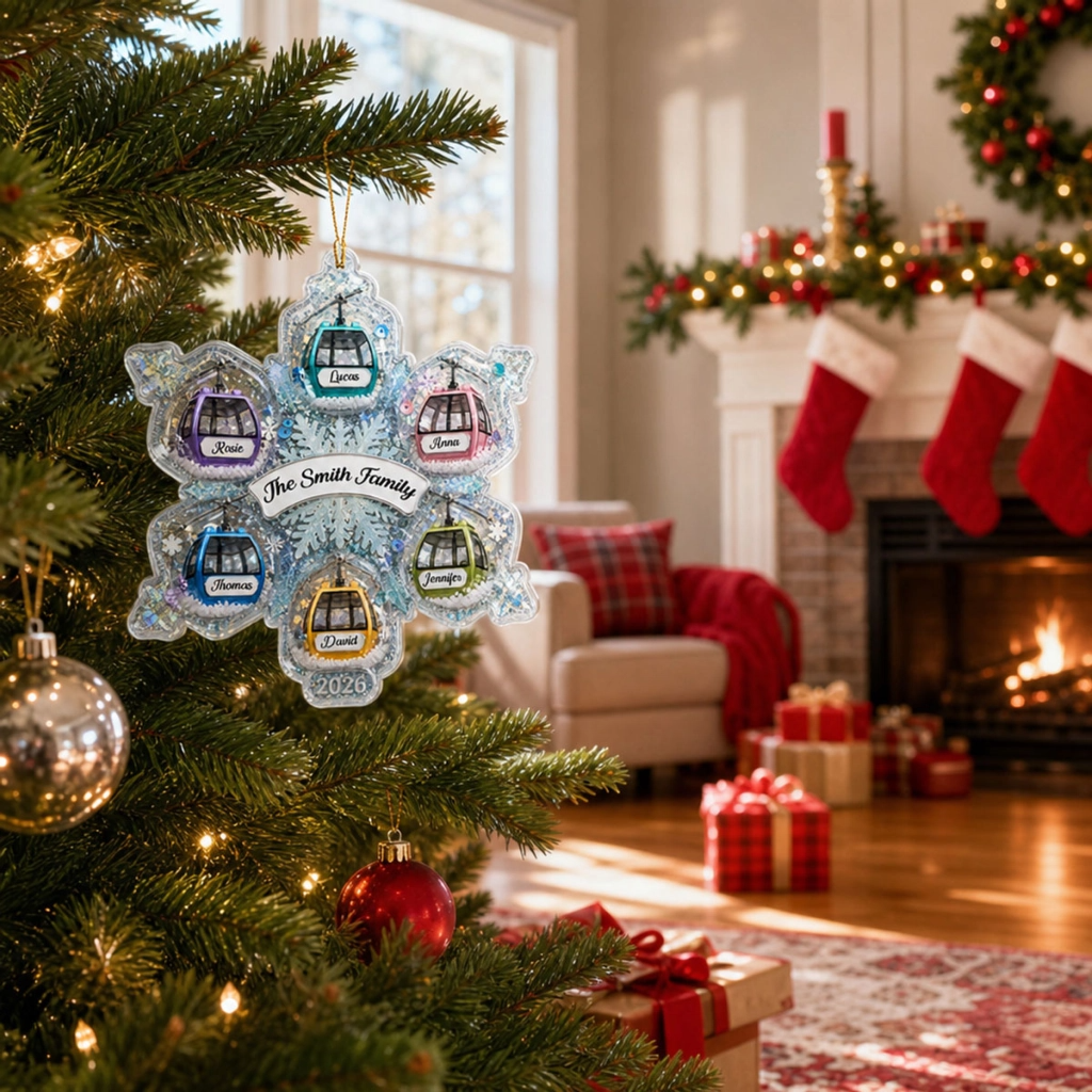 "Family Christmas Ferris Wheel" – Personalized Acrylic Ornament | Holiday Keepsake For Families