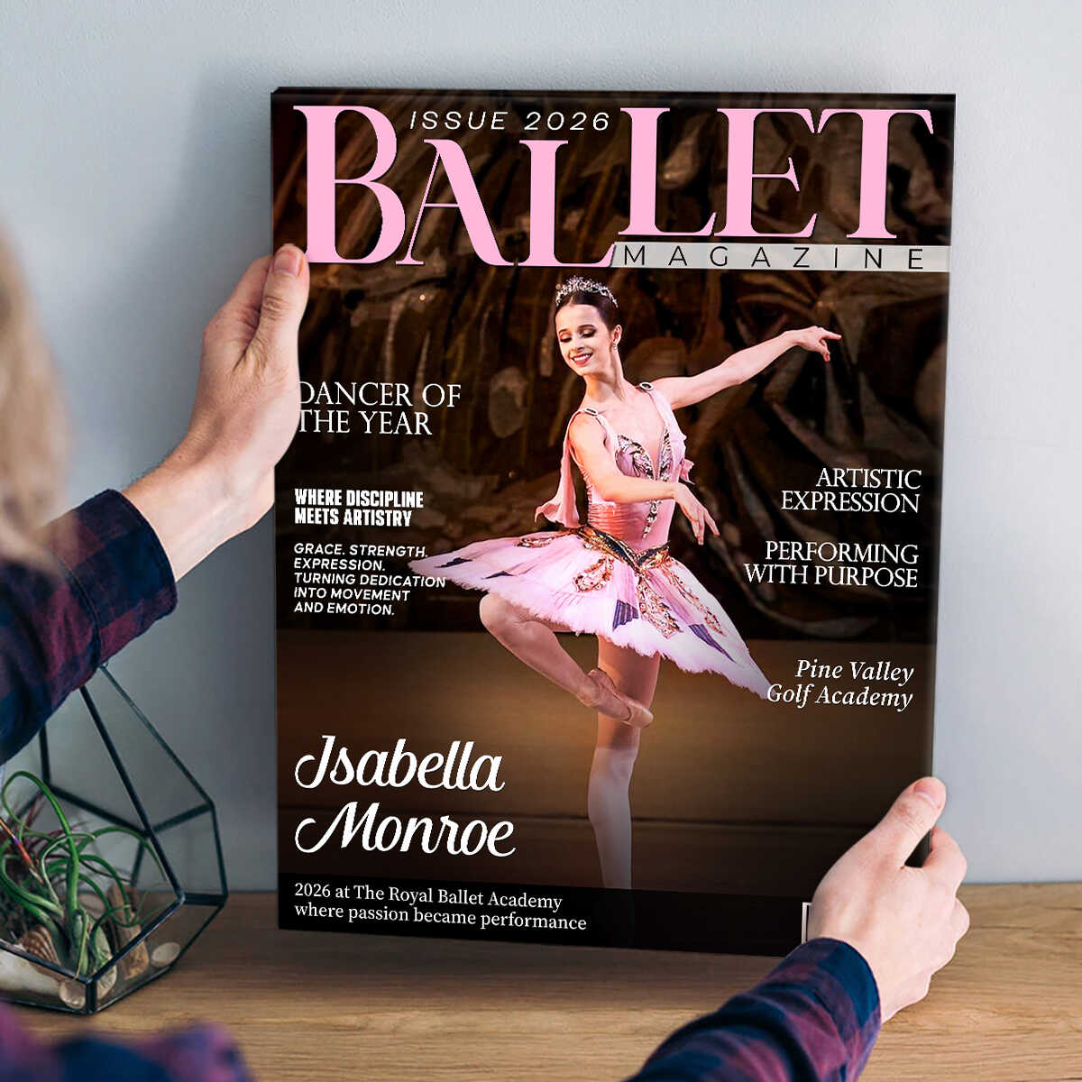 Ballet Dancer Magazine Cover Canvas, Personalized Dance Gift For Ballet Dancers