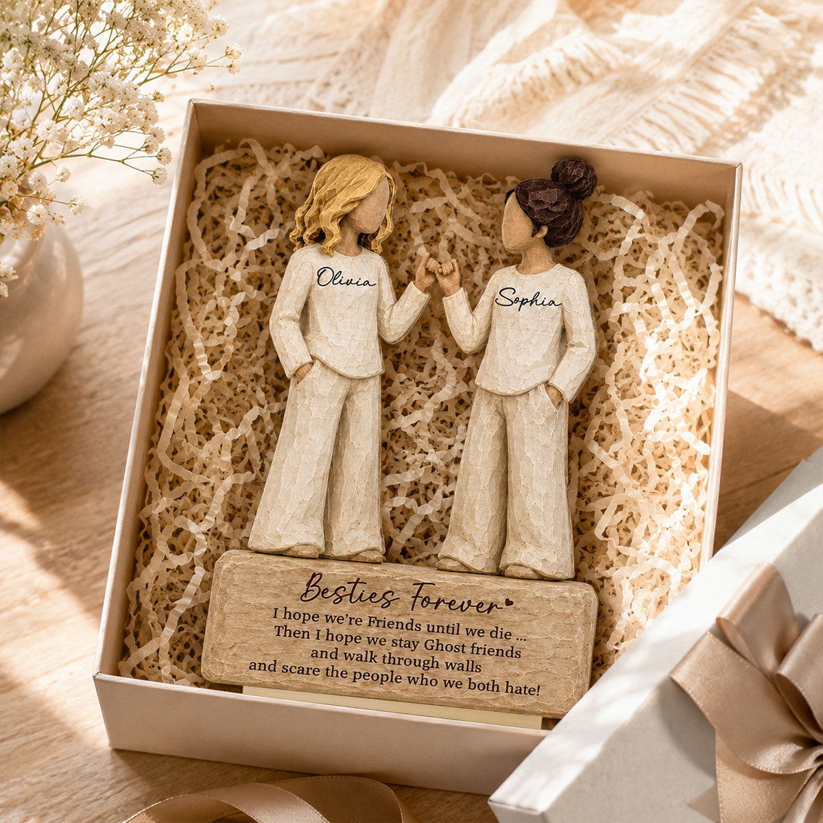 "Besties Forever Pinky Promise" – Personalized Wooden Plaque | Friendship Keepsake For Best Friends