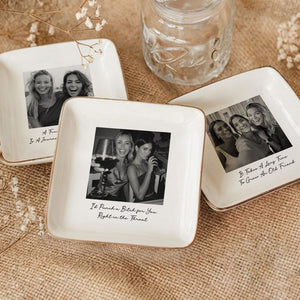 Custom Bestie Photo Trinket Tray – Personalized Jewelry Dish For Best Friend Friendship Gift