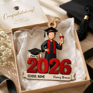 "Class Of 2026" Graduate Senior – Personalized Wooden Ornament | Graduation Gift For Him & Her
