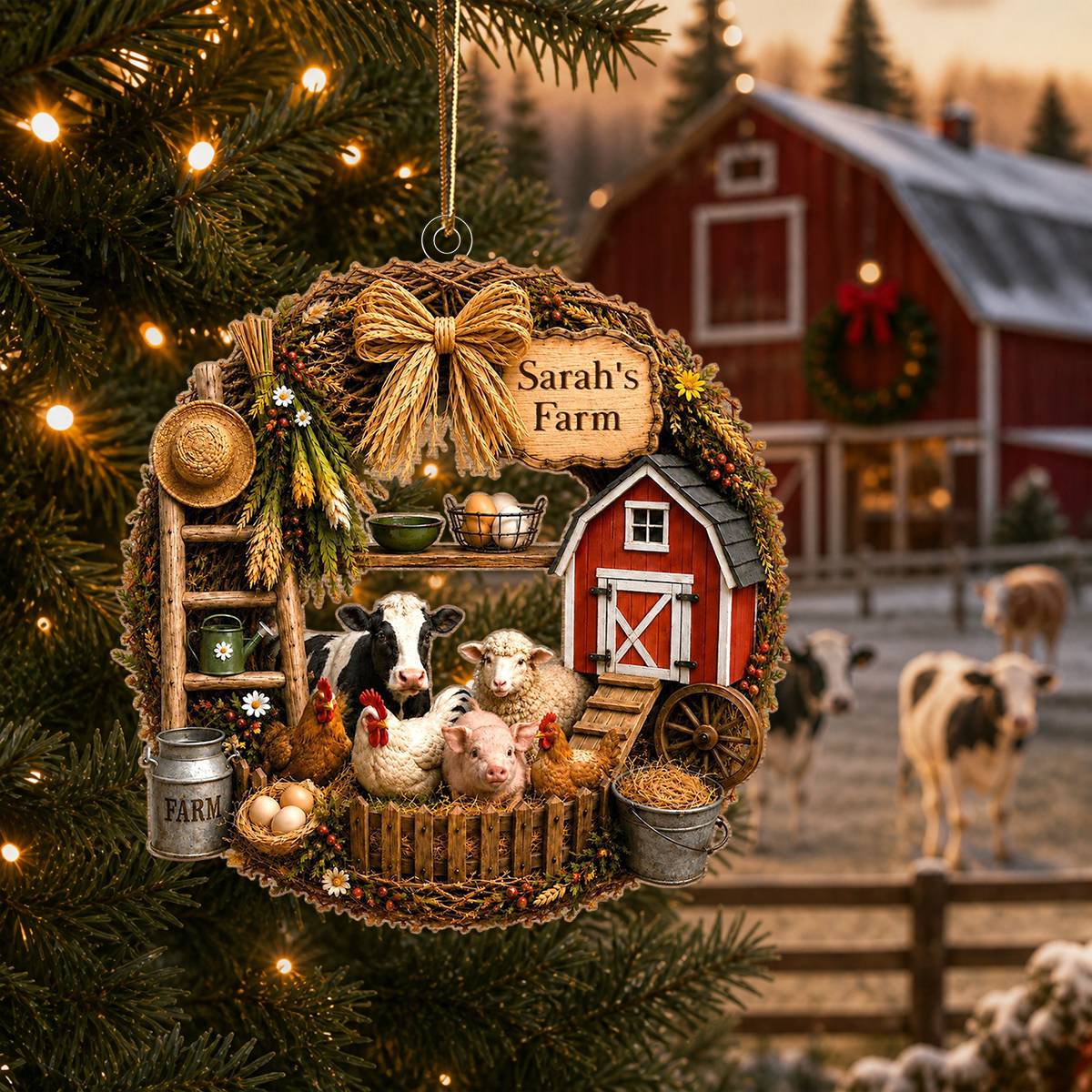 "My Farm" – Personalized Christmas Acrylic Hanging Ornament | Gift For Farmers & Farm Lovers