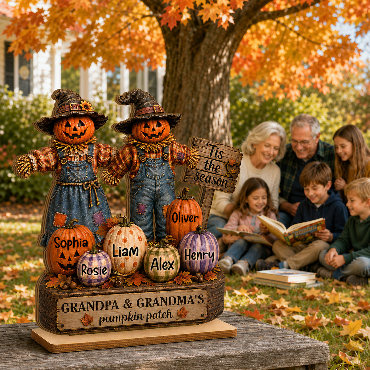 "Grandma & Grandpa's Pumpkin Patch" – Scarecrow Wooden Plaque | Halloween Fall Decor For Her