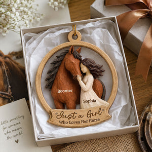 "Girl Loves Horse" – Personalized Wooden Ornament | Keepsake Gift For Horse Lovers