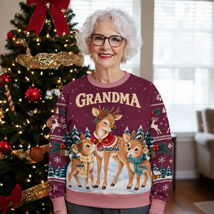 Personalized Reindeer Winter Love All-Over Print Sweatshirt – Custom Name Cozy Christmas Sweater