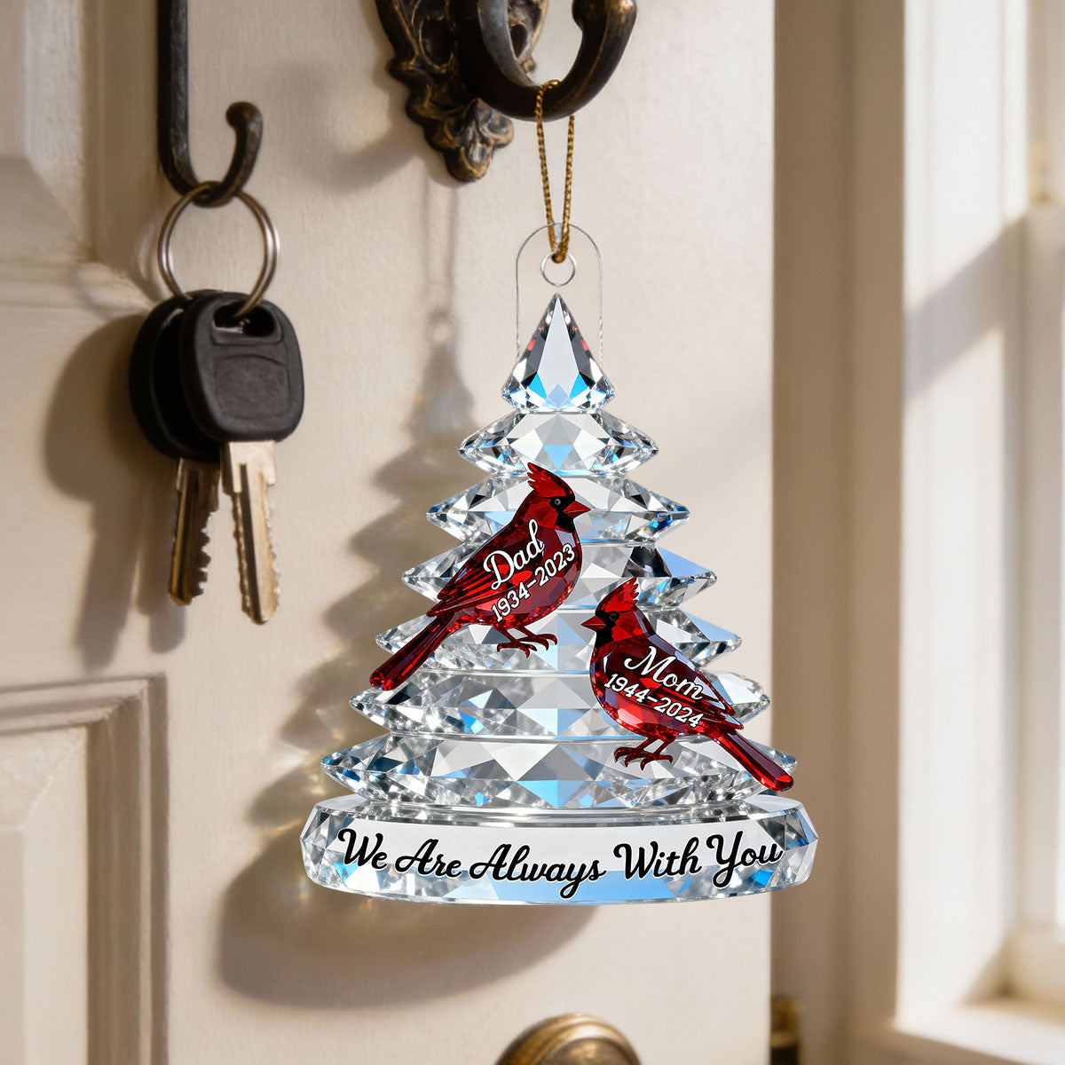 "Memorial Tree Cardinals" – Personalized Acrylic Ornament | Remembrance & Sympathy Gift For The Whole Family