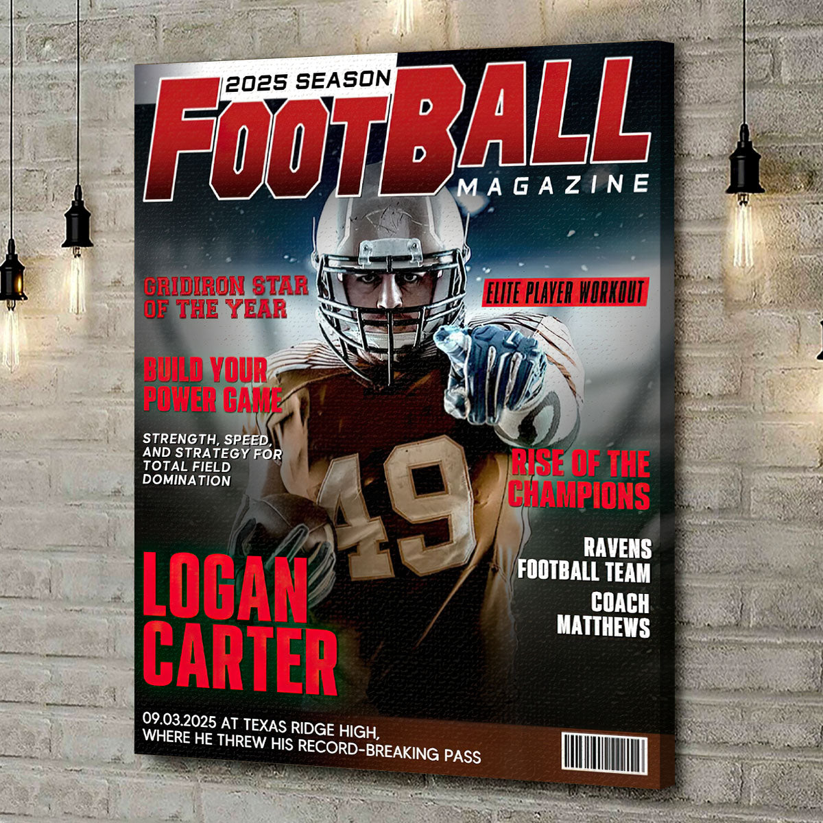 Personalized Football Magazine Cover, Custom Sport Magazine Cover, Football Player Gift, Unique Gifts For Football Player, Football America Gifts, Football Gifts