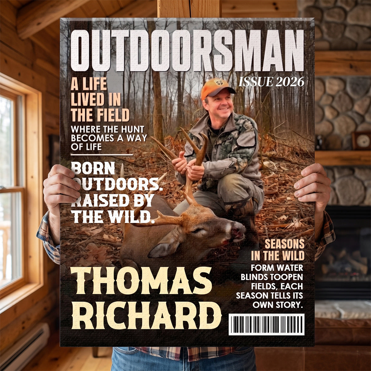 Outdoorsman Magazine Cover Canvas, Personalized Outdoor Adventure Wall Art, Custom Hunter Magazine Gift, Hunting Lover Gift