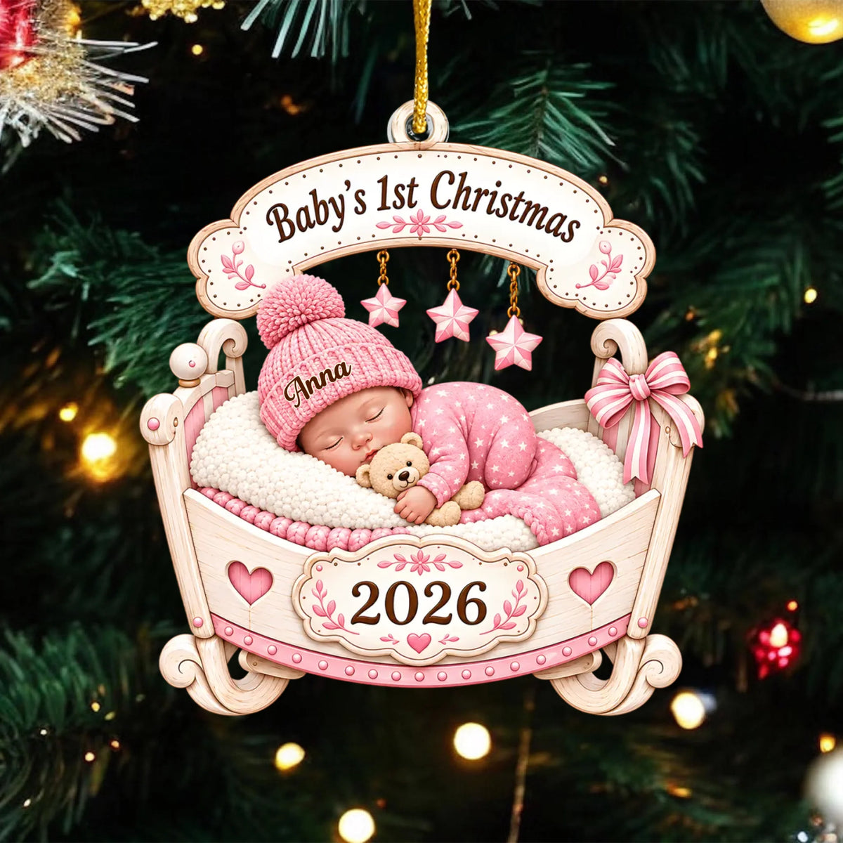 "Baby's First Christmas 2026" – Personalized Acrylic Ornament | Custom Name Keepsake For Newborn Baby Gift