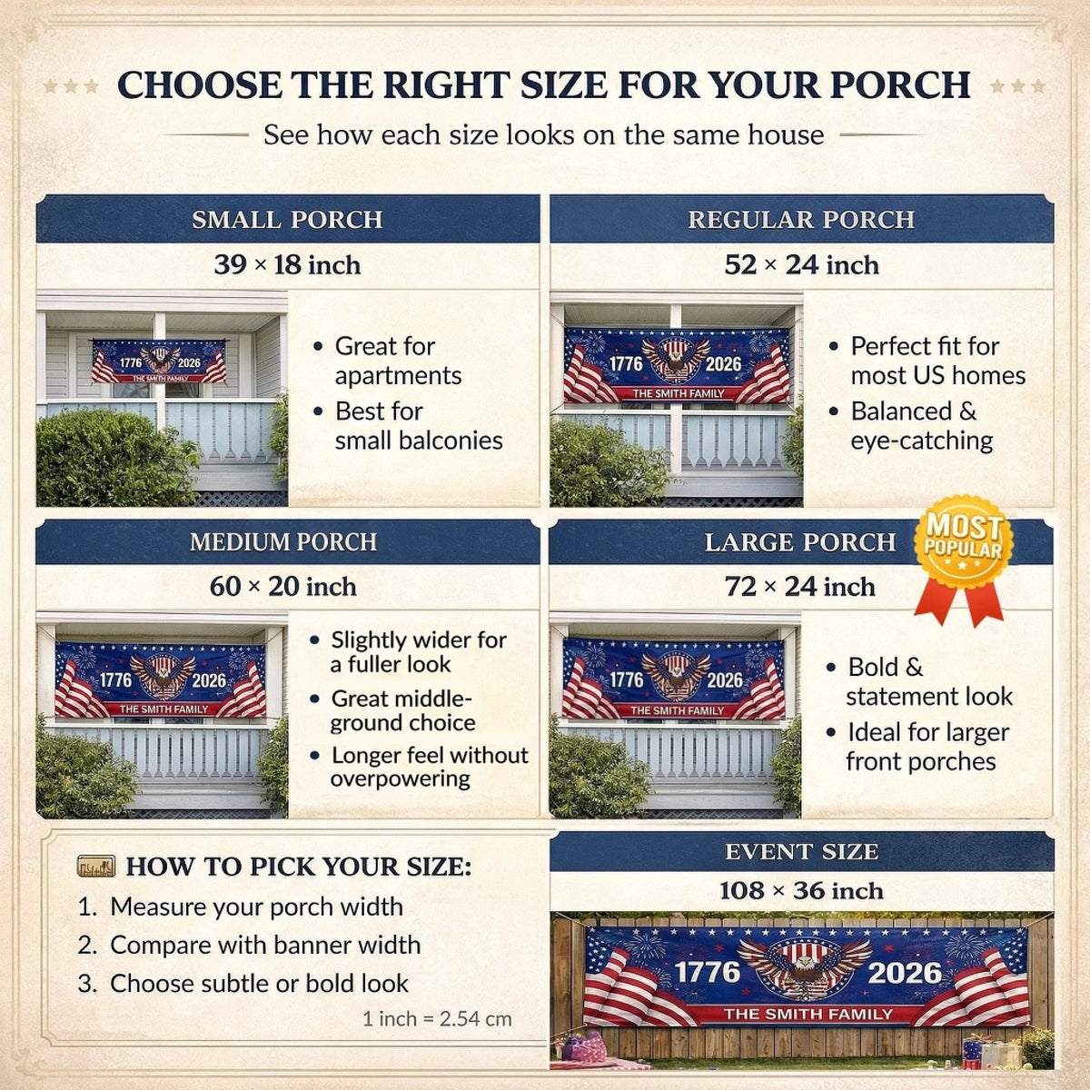 Custom Polyester Outdoor Banner - Personalized America 250th Anniversary Gifts For Mom, Dad, Brother, Sister, Kids