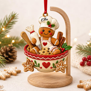 Personalized Gingerbread Chef Ornament – "Baking Spirits Bright" Christmas Decor