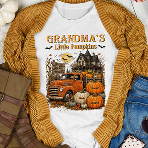 "Grandma's Little Pumpkins" – Retro Vintage Farmhouse Halloween Truck Shirt | Personalized Gift For Grandma