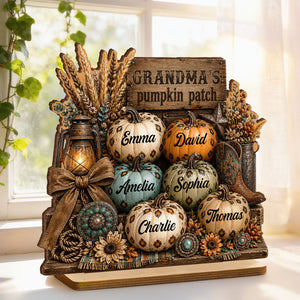 Personalized "Western Leopard Pumpkin Patch" Wooden Plaque – Fall Halloween Decor For Grandma