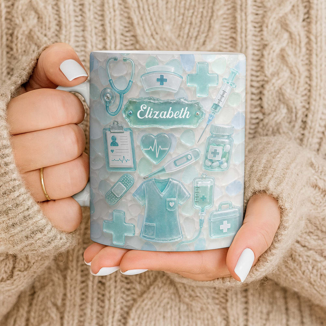 "Dedicated Nurse" Sea Glass – Personalized Mug | Gift For Nurse Lovers