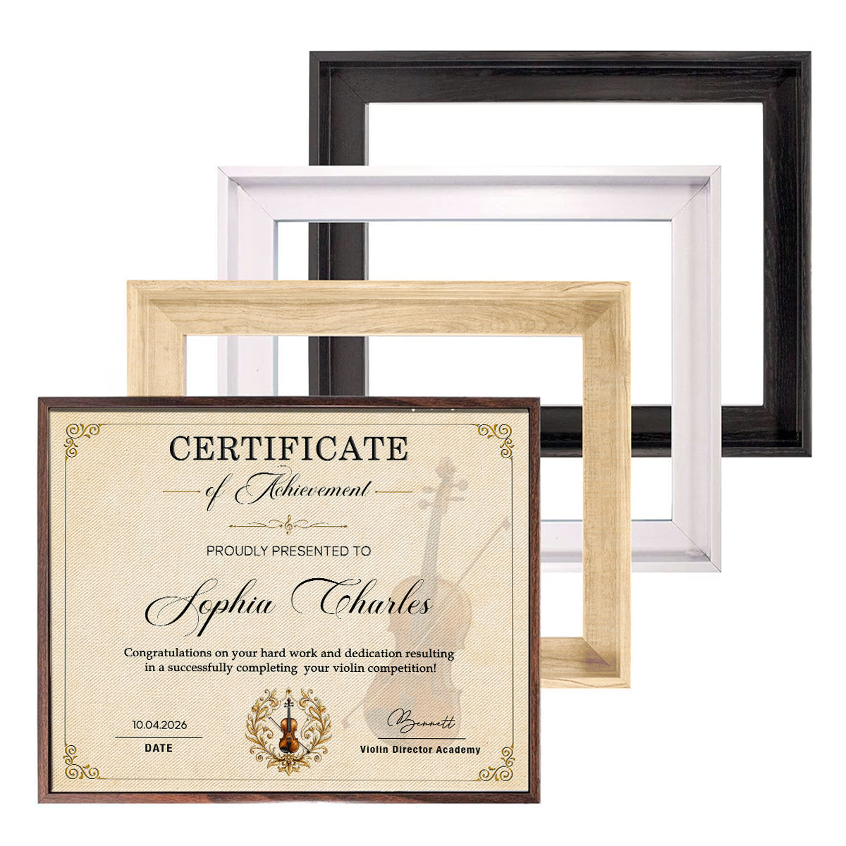 Personalized Violin Certificate Canvas – Custom Achievement Gift For Violin Lovers | Competition & Lesson Graduation Award