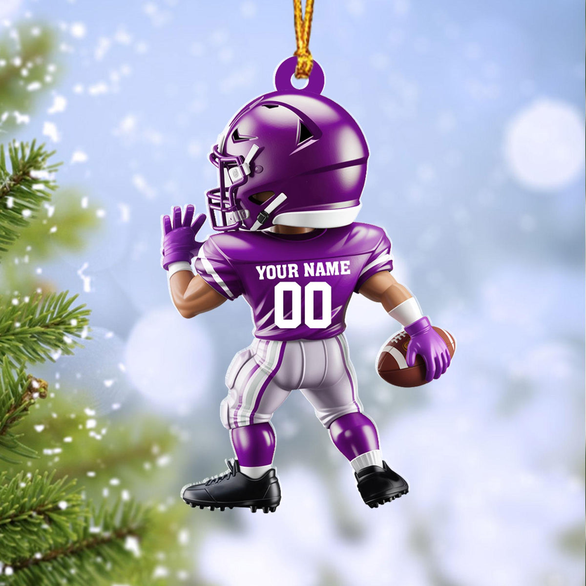 Personalized American Football Christmas Ornament: Custom Player Uniform Acrylic Ornament