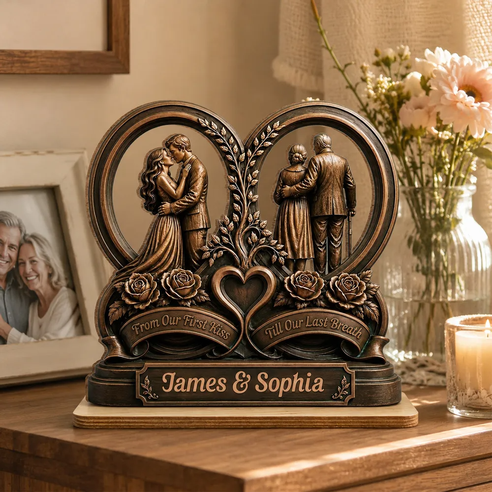 "Love You Then, Love You Now" – Personalized Wood Plaque | Gift For Couples