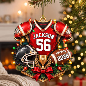 Personalized Football Ornament – Custom Name & Jersey Number Keepsake | Gift For Kids & Football Players
