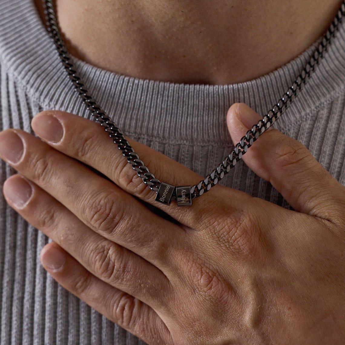 Peronslized Custom Name Bead Chain Men Necklace