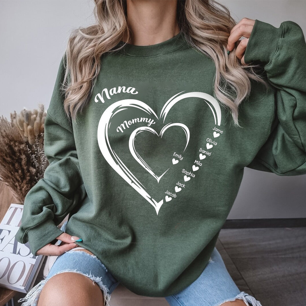 Personalized Heart In Heart grandma Sweatshirt