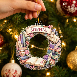 "Reading Is A Journey" – Personalized Christmas Acrylic Hanging Ornament | Gift For Book Lovers