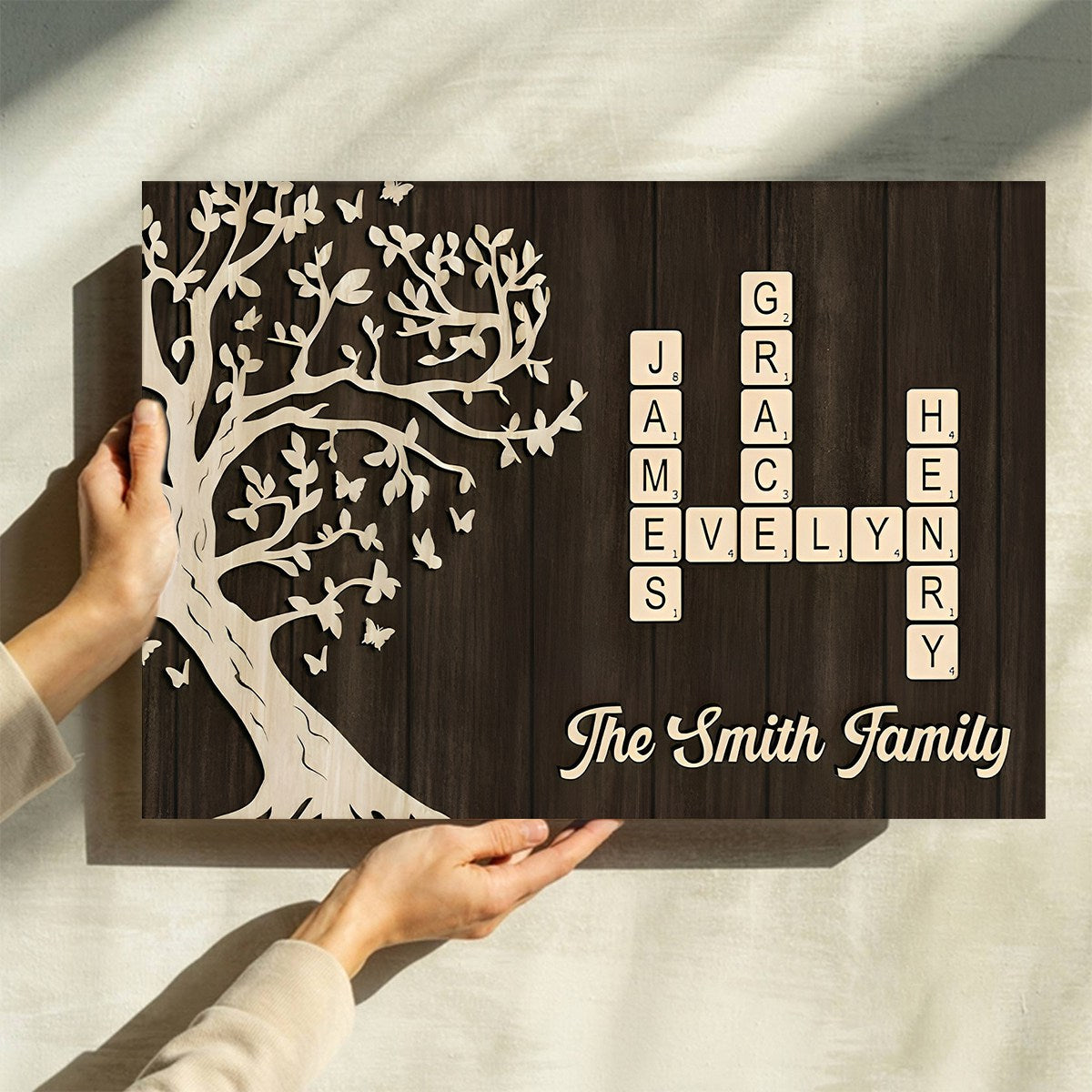 Custom Family Crossword Canvas Poster - Personalized Names & Tree