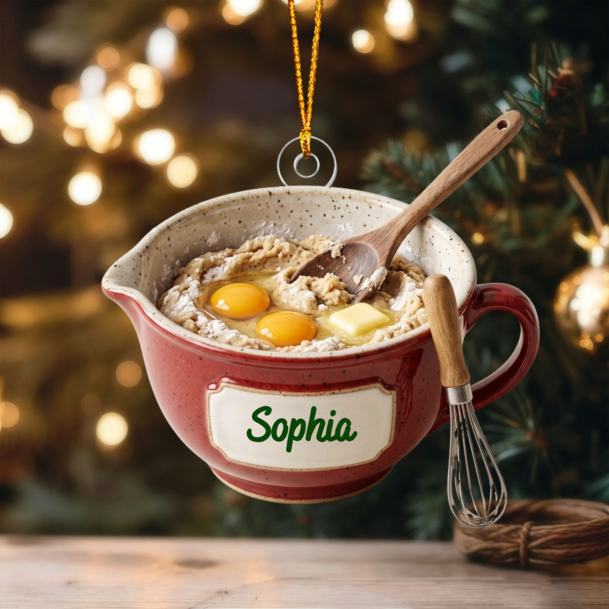Personalized Vintage Speckled Mixing Bowl Christmas Ornament,Gift for Home Baker