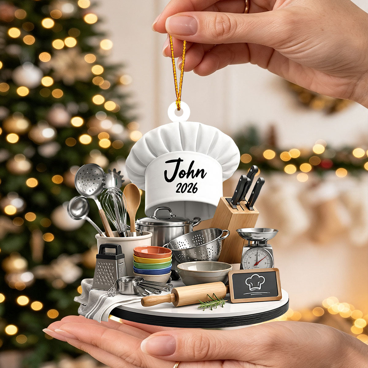 Personalized Kitchen Christmas Ornament  | Chef Gift & Cooking Stove Decor