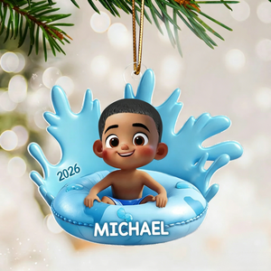 Custom Acrylic "Pool Float Kid" Ornament – Cute Keepsake Gift For Kids & Family