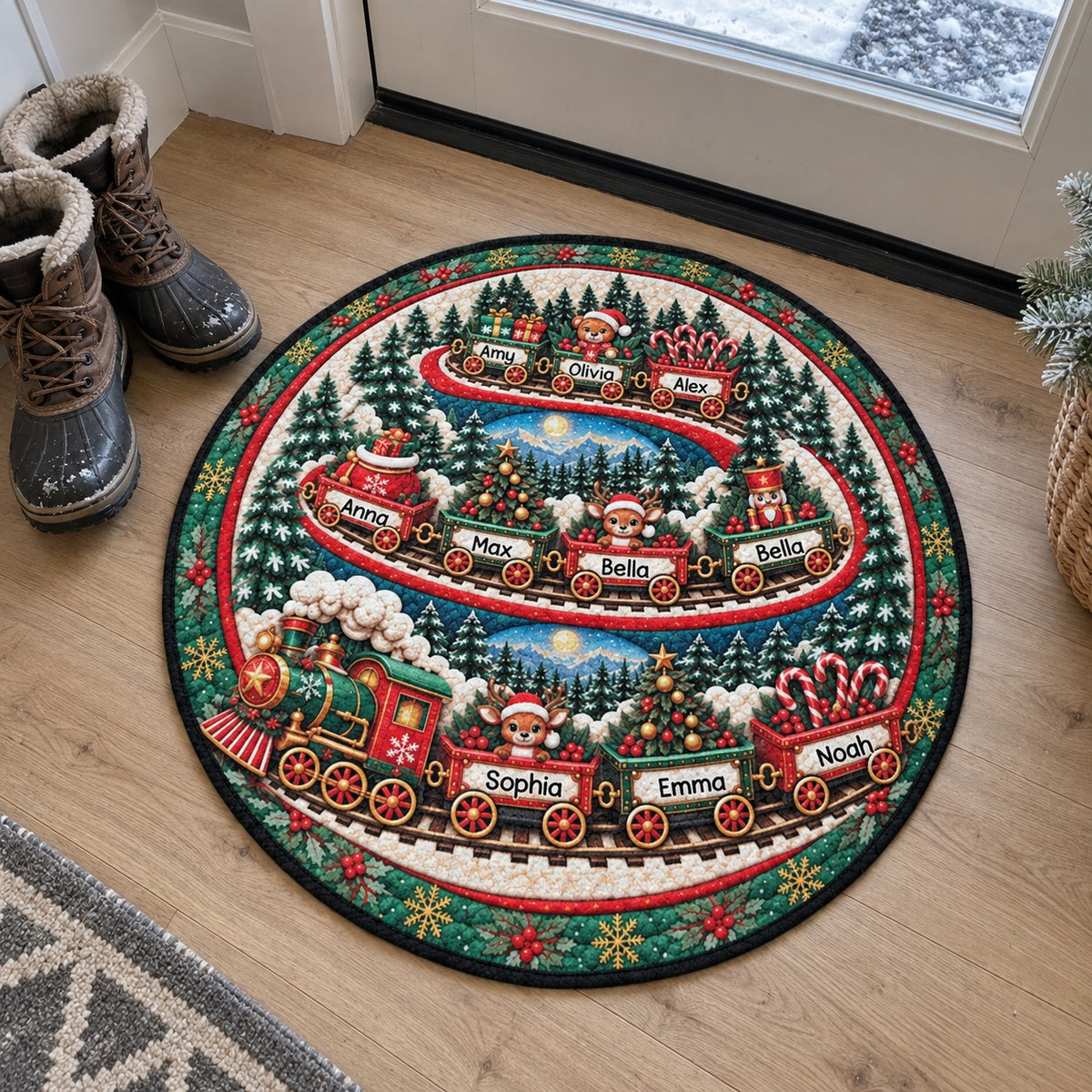 Family Christmas Journey – Personalized Family Doormat | Festive Holiday Welcome Mat & Family Gift