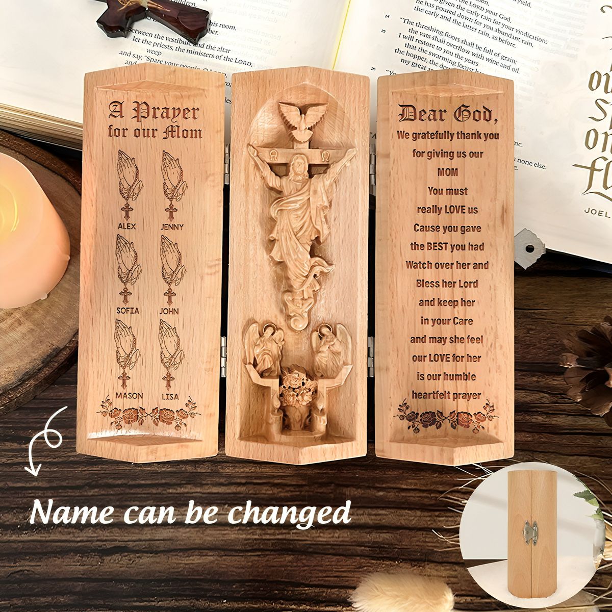 Personalized Gifts For Mom Openable Wooden Cylinder Sculpture