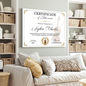 Personalized Violin Certificate Canvas – Custom Achievement Gift For Violin Lovers | Competition & Lesson Graduation Award