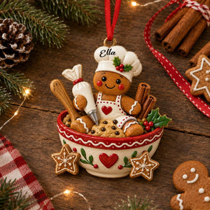Personalized Gingerbread Chef Ornament – "Baking Spirits Bright" Christmas Decor