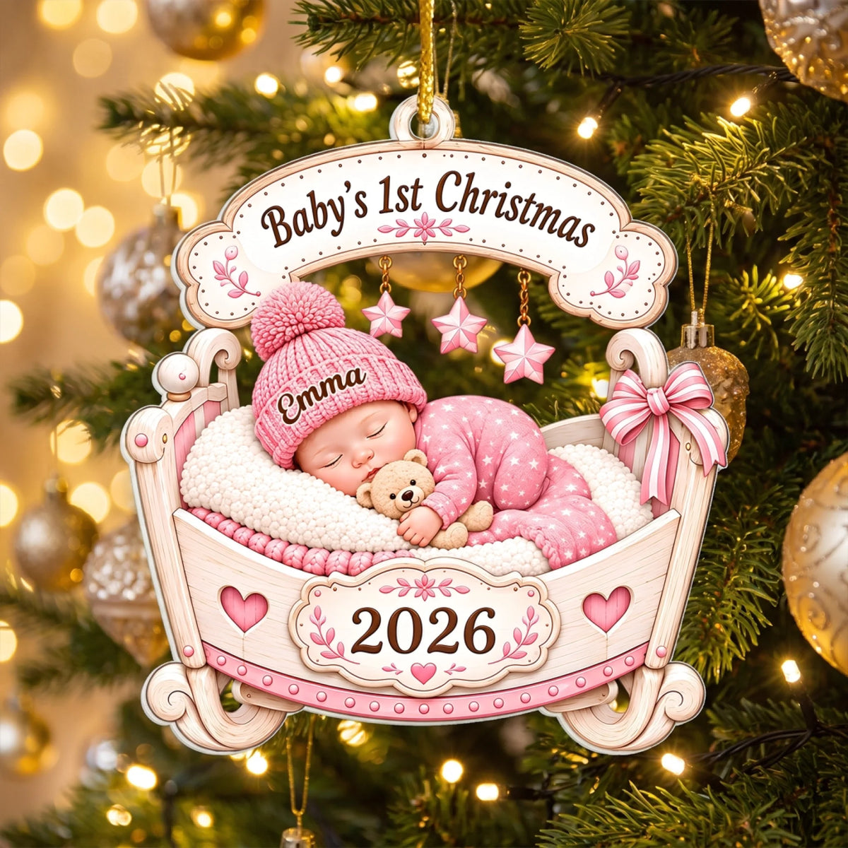 "Baby's First Christmas 2026" – Personalized Acrylic Ornament | Custom Name Keepsake For Newborn Baby Gift