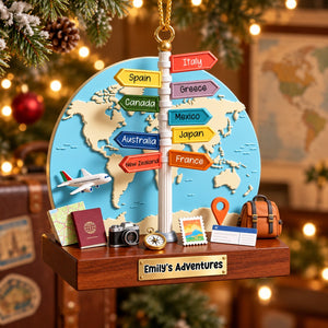 Personalized Travel Destination Map Ornament