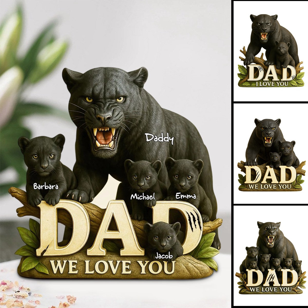 Panther Dad Acrylic Plaque - Personalized Gift For Dad Father’s Day