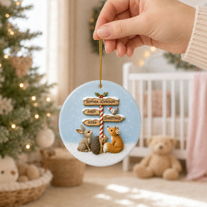Personalized "Baby's First Christmas" North Pole Ornament – Ceramic Keepsake For Baby's 1st Christmas
