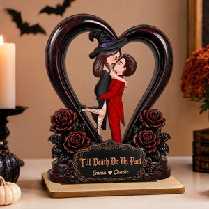 "From Our First Kiss To Our Last Breath" – Halloween Couple Wooden Plaque | Personalized Keepsake For Him & Her