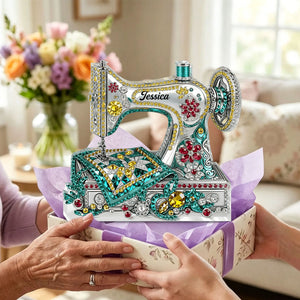 Personalized Sewing Machine Shaped Acrylic Plaque - Gift for Mom, Grandma & Daughter