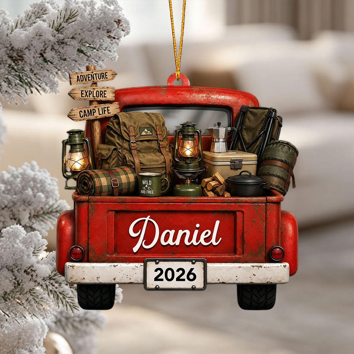 "Adventure Explore Camp Life" – Personalized Acrylic Hanging Ornament | Gift For Campers & Outdoor Lovers