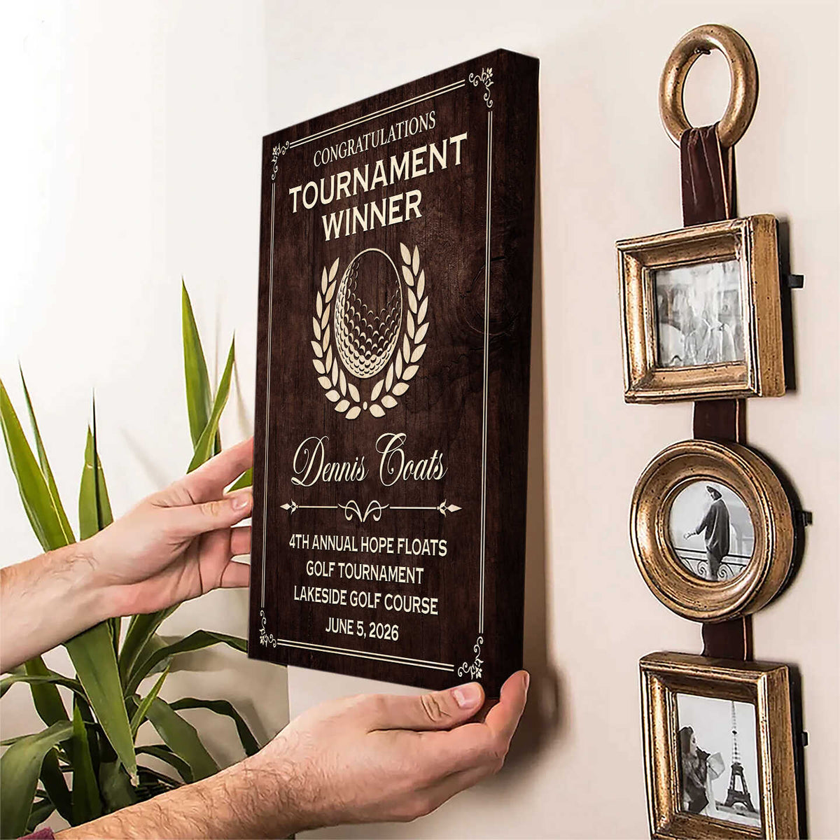 Personalized Golf Tournament Award Plaque Canvas – Custom Winner Wall Art | Golfer Award Sign For Country Club Decor & Gifts