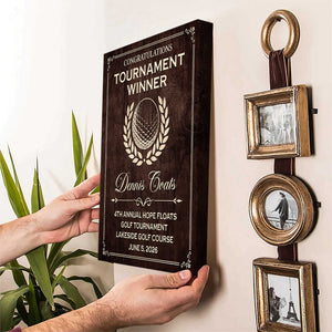 Personalized Golf Tournament Award Plaque Canvas – Custom Winner Wall Art | Golfer Award Sign For Country Club Decor & Gifts