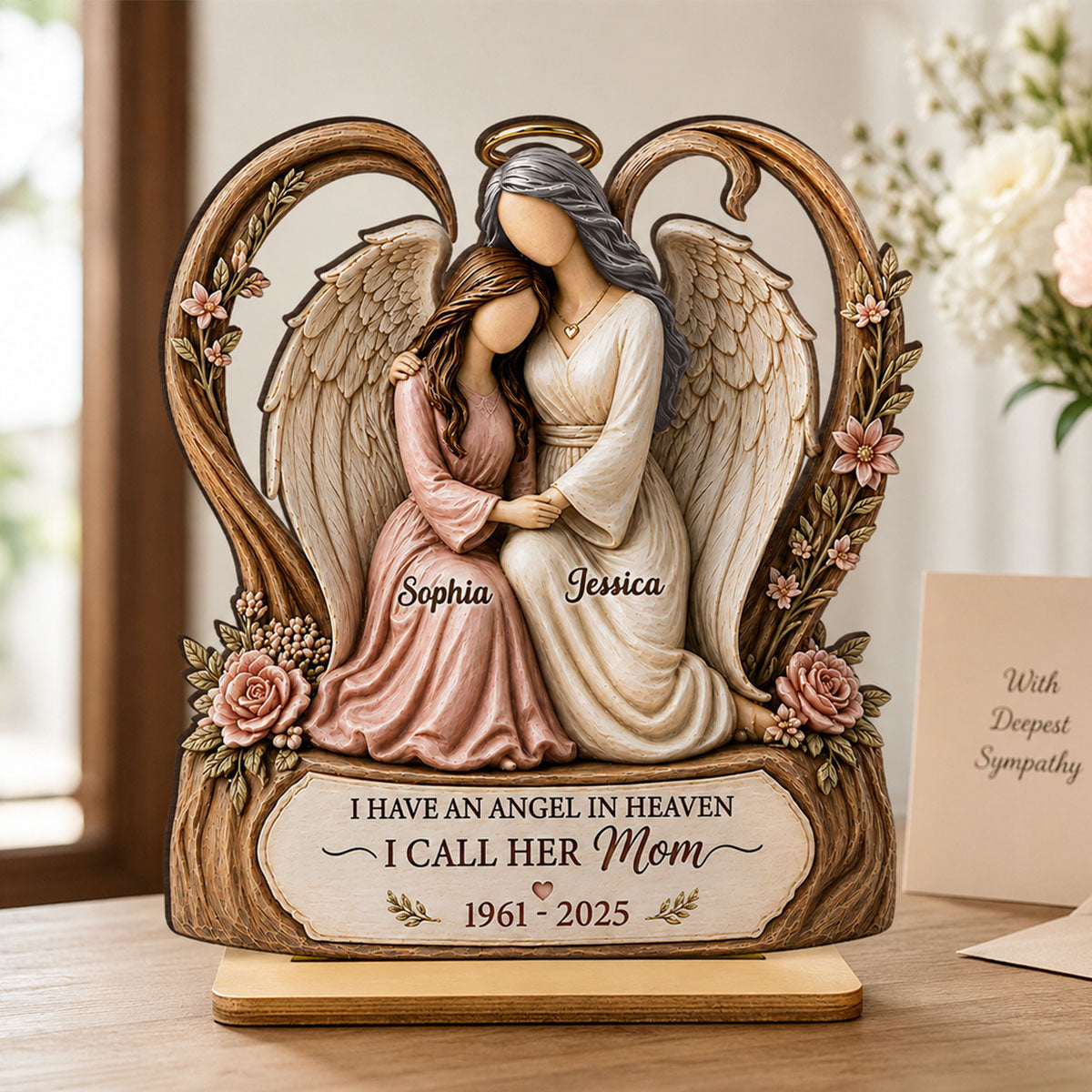 "I Have an Angel in Heaven – I Call Her Mom" – Personalized Wooden Plaque | Sympathy & Remembrance Gift