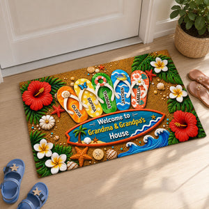 Personalized "Hello Summer Vibes" Doormat – Welcome To Grandma & Grandpa's House | Summer Decor