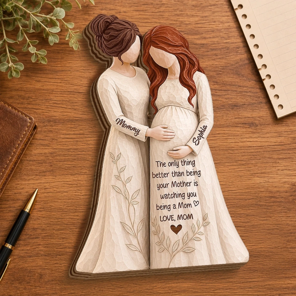 "Our Greatest Adventure Begins" – Custom Thick Wooden Plaque | Personalized Pregnancy Gift For New Mom & Daughter