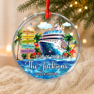 Personalized Cruise Ship Glass Ornament – Custom Family Name Gift for Families & Couples